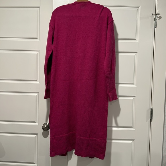 Solid Open Front Drape Knit Cardigan Long Sleeve Long Length Sweater NWOT - Picture 2 of 7